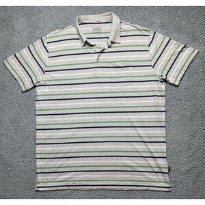 Patagonia Shirt Mens XXL Golf Polo Gray Green Striped Organic Cotton 52776